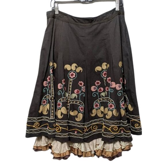 NO.L.ITA North Little Italy Beaded Embroidered Layered Skirt 42 - Picture 1 of 10